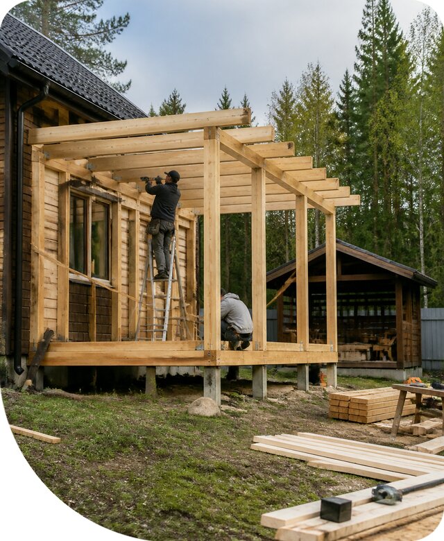 Строительство пристроек и построек на участке в Белове