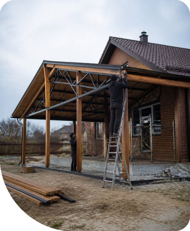 Пристройка навеса к дому и участку в Белове под ключ
