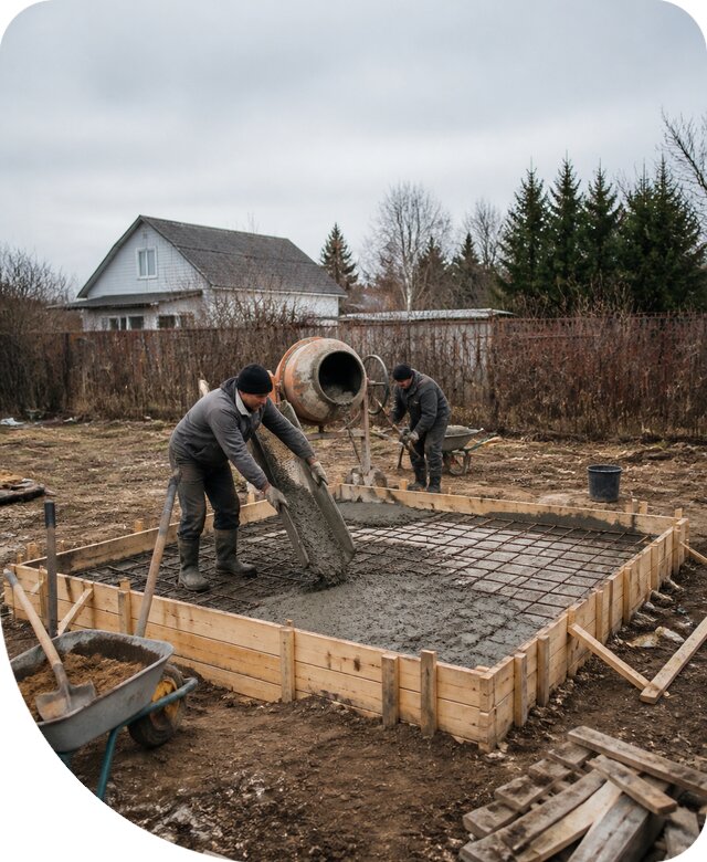 Фундамент под хозблок в Белове под ключ и строительство